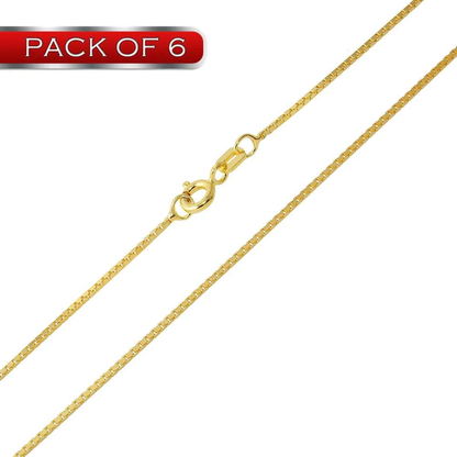 Silver 925 Gold Plated Box DC Chain 1.0mm (Pk of 6) - CH344 GP