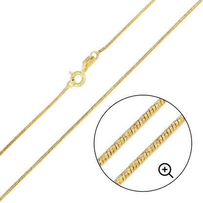 Silver 925 Gold Plated Slash Round Snake Chain 0.8mm - CH349 GP | Silver Palace Inc.