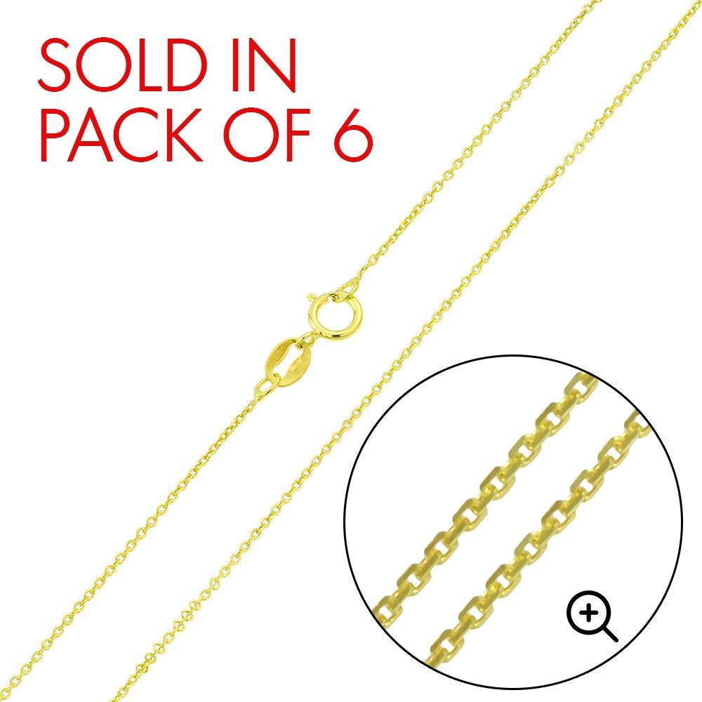 Silver Gold Plated Diamond Cut Anchor Chain 0.9mm - CH364 GP