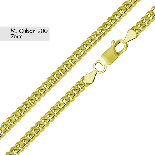 Silver 925 Gold Plated Miami Cuban 200 Chain Link 7mm - CH376 GP | Silver Palace Inc.