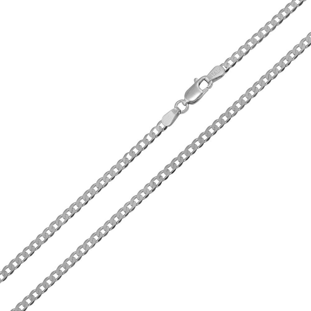 Silver 925 Rhodium Plated Super Flat Curb 060 Chain 2.3mm - CH415 RH | Silver Palace Inc.