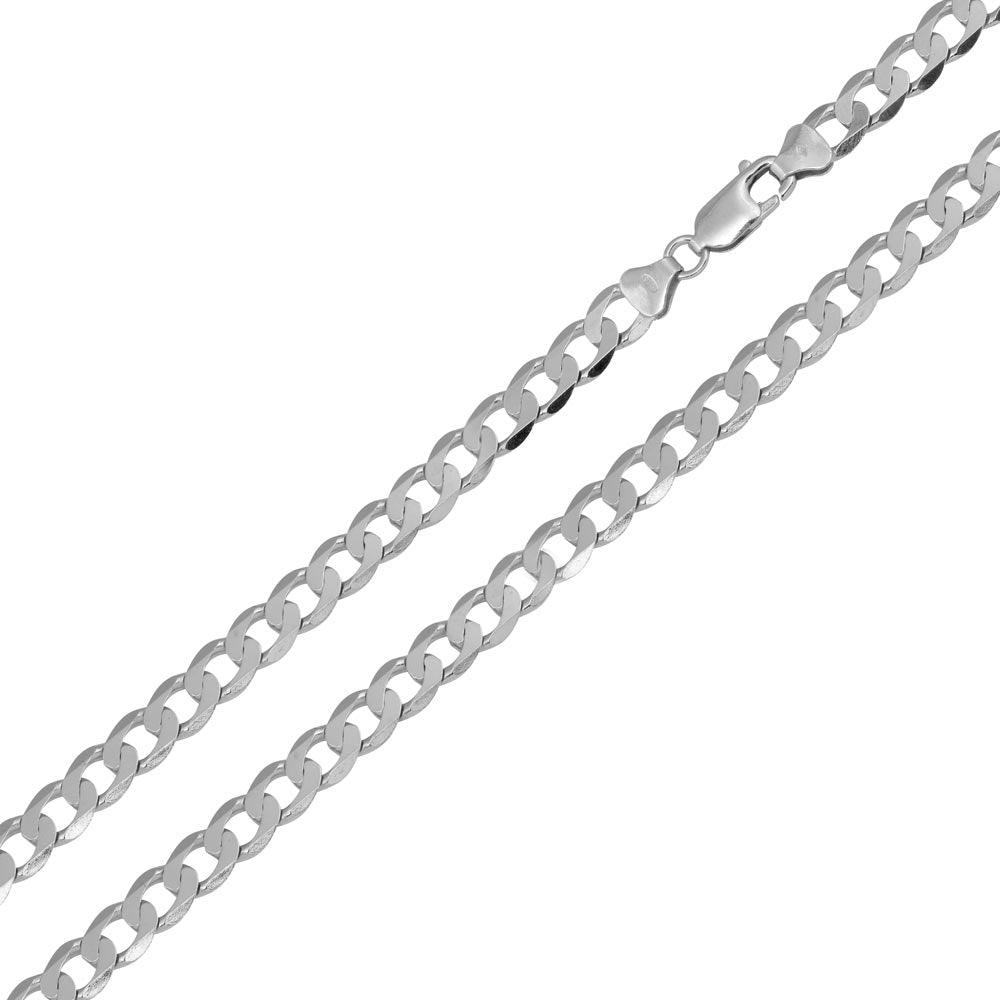 Silver 925 Rhodium Plated Super Flat Curb 100 Chain 3.8mm - CH417 RH | Silver Palace Inc.