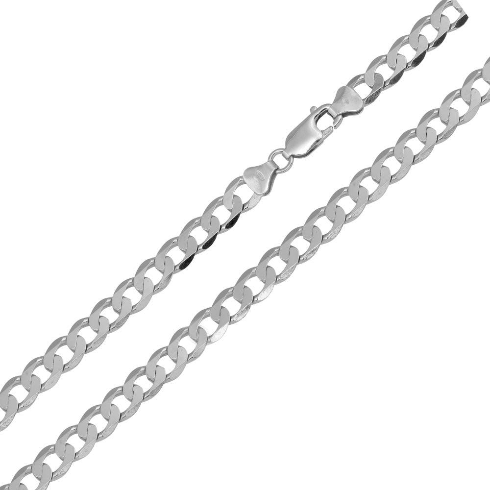 Silver 925 Rhodium Plated Super Flat Curb 120 Chain 4.7mm - CH418 RH | Silver Palace Inc.