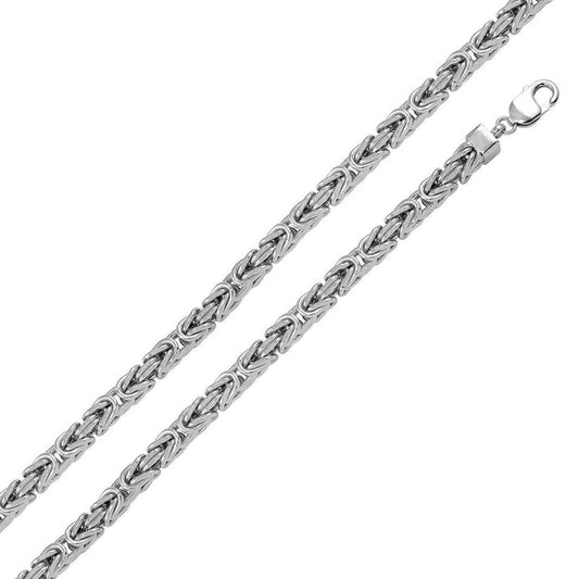 Silver 925 Rhodium Plated Hollow Byzantine Chain 7.8mm - CHHW111 RH | Silver Palace Inc.