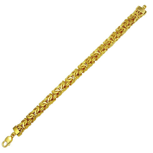 Silver 925 Gold Plated Flat Byzantine Bracelet 11mm - CH431B GP | Silver Palace Inc.