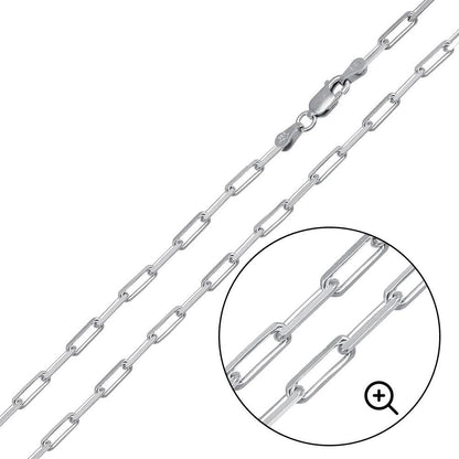 Silver 925 Rhodium Plated Paperclip Link Chain 2.8mm - CH459 RH | Silver Palace Inc.