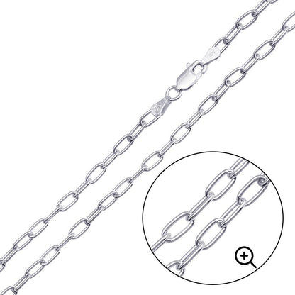 Silver 925 Rhodium Plated Oval Paperclip Link Chain 3.1mm - CH466 RH | Silver Palace Inc.