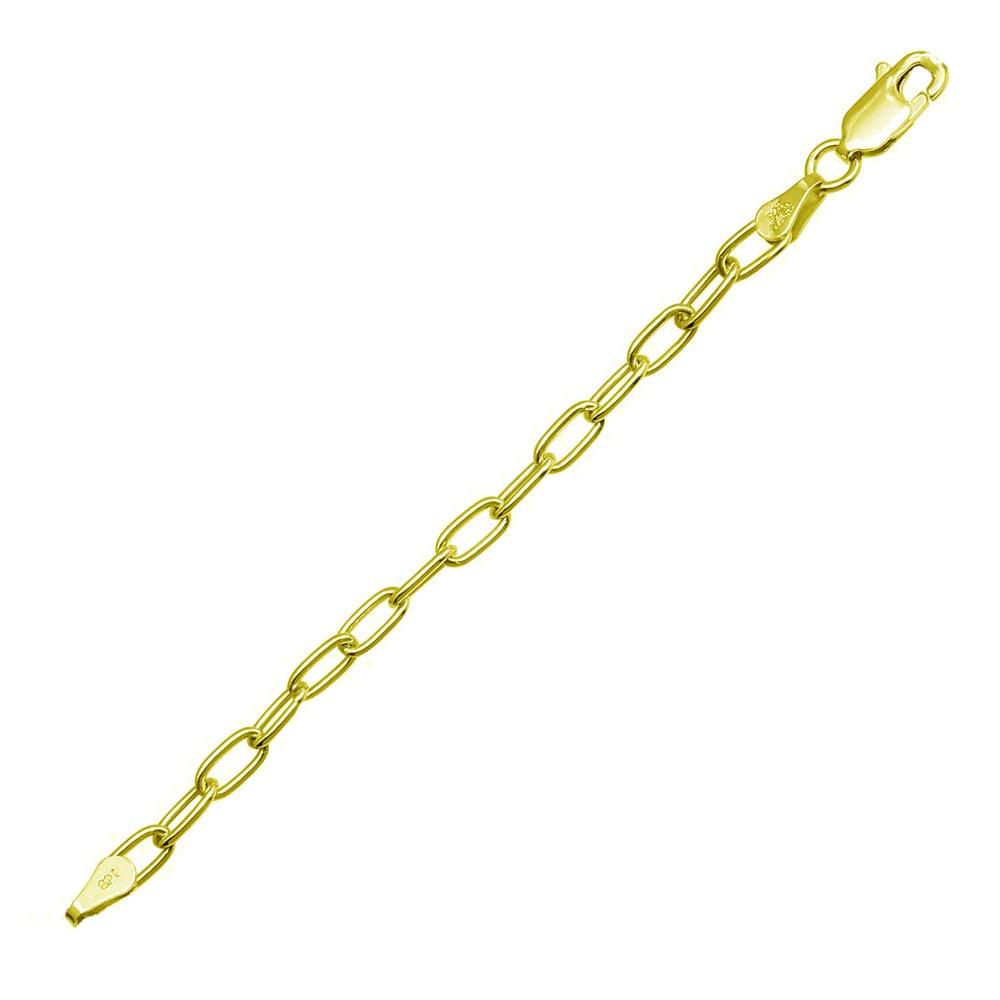 Silver 925 Gold Plated Oval Paperclip Link Chain or Bracelet 3.1mm - CH484 GP