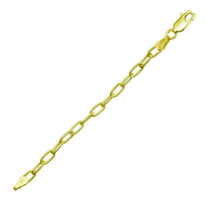 Silver 925 Gold Plated Oval Paperclip Link Chain or Bracelet 3.1mm - CH484 GP