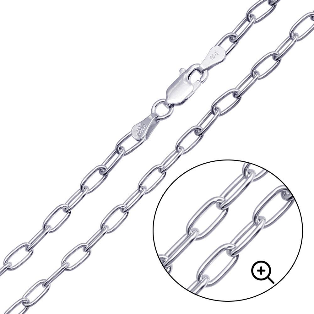 Silver 925 Rhodium Plated Oval Paperclip Link Chain 4mm - CH467 RH | Silver Palace Inc.