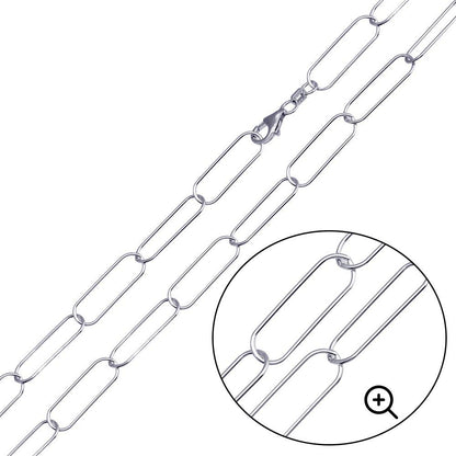 Silver 925 Rhodium Plated Oval Paperclip Link Chain 6.5mm - CH468 RH | Silver Palace Inc.