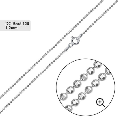 Diamond Cut Bead 120 Chains 1.2mm - CH501 | Silver Palace Inc.