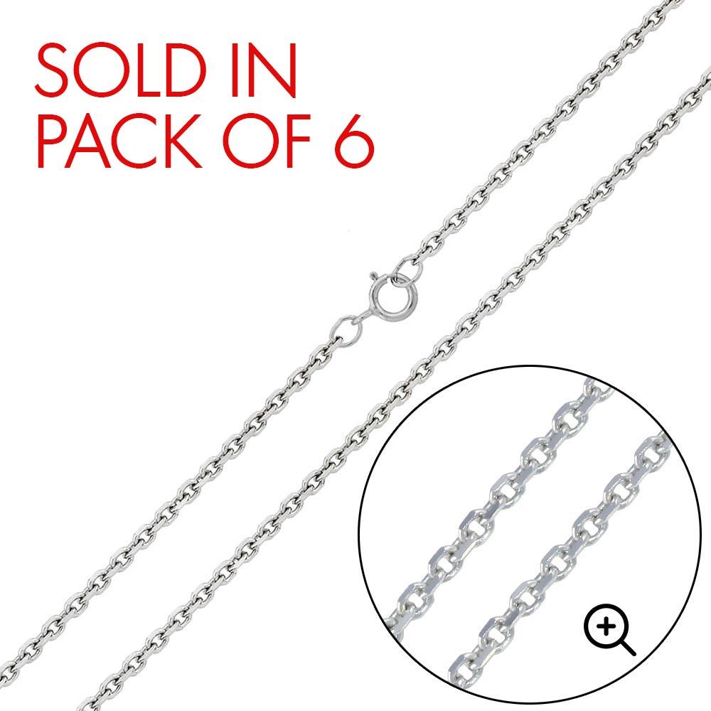 CH708 - Silver Diamond Cut Cable Rolo 020 Chains 0.9mm (Pk of 6)