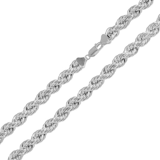 Silver 925 Hollow Rope Chains 6.5mm - CHHW112 | Silver Palace Inc.