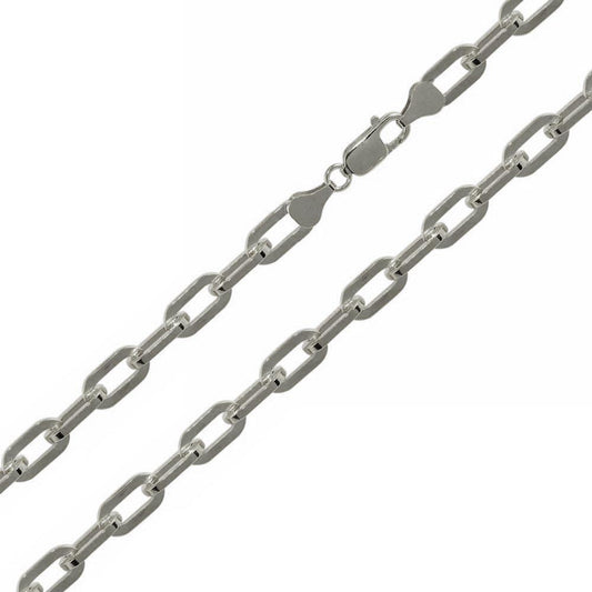 Silver 925 Rhodium Plated Wide Oval D Cut Link Paperclip Chain 5mm - CH949 RH | Silver Palace Inc.