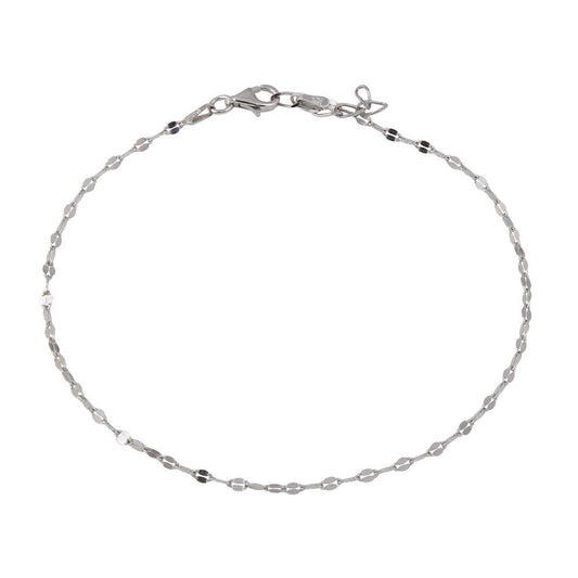 Silver 925 Rhodium Plated Open Confetti DC Link Anklet - CHA125RH | Silver Palace Inc.
