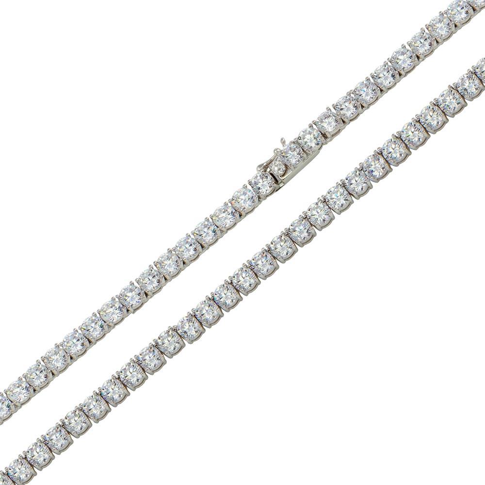 Silver 925 Rhodium Plated Round CZ Link Chains 4mm - CHCZ108 RH | Silver Palace Inc.