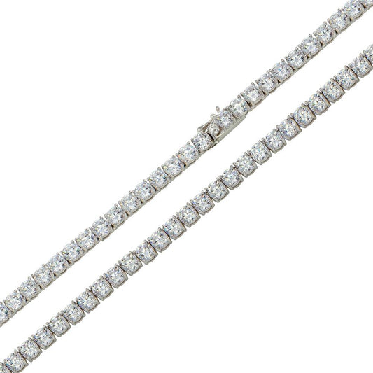 Silver 925 Rhodium Plated Round CZ Link Chains 4mm - CHCZ108 RH | Silver Palace Inc.