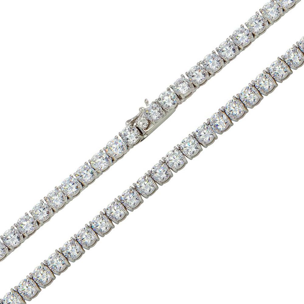 Silver 925 Rhodium Plated Round CZ Link Chains 6mm - CHCZ110 RH | Silver Palace Inc.