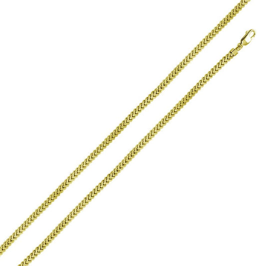 Silver 925 Gold Plated Hollow Franco Chain or Bracelet 4.1mm - CHHW100 GP