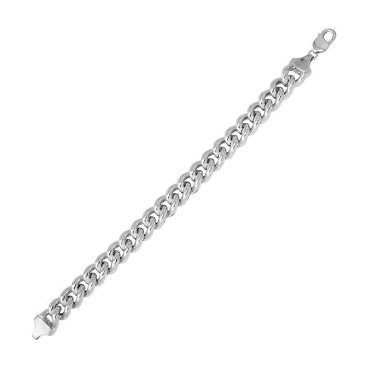 Silver 925 Rhodium Plated Hollow Curb Bracelet 12.8mm - CHHW116B RH | Silver Palace Inc.