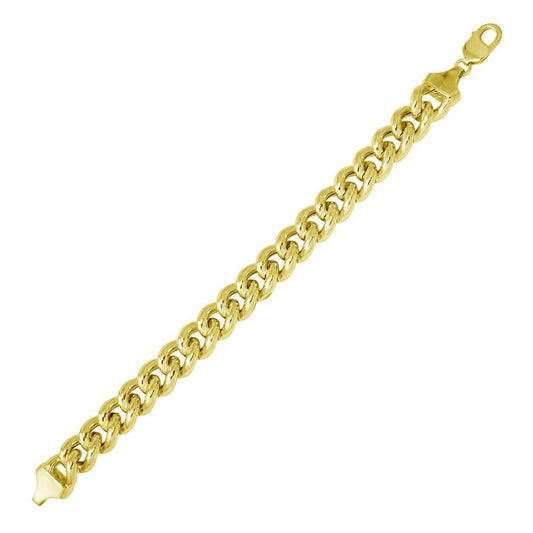 Silver 925 Gold Plated Hollow Curb Bracelet 14.5mm - CHHW117B GP | Silver Palace Inc.