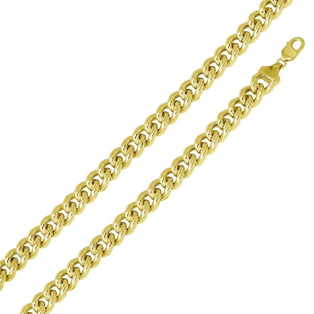 Silver 925 Gold Plated Hollow Curb Chain 14.5mm - CHHW117 GP | Silver Palace Inc.