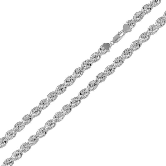 Sterling Silver 925 Diamond Cut Anti Tarnish Hollow Rope Chain 7.6MM  - CHHW125