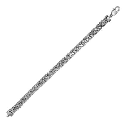 925 Sterling Silver Anti Tarnish Flat Byzantine 8.1mm Chain and Bracelet - CHHW129