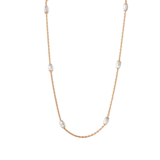 Silver 925 36" Diamond Cut Oval Rose Gold Plated Italian Necklace - CHN00001RGP | Silver Palace Inc.