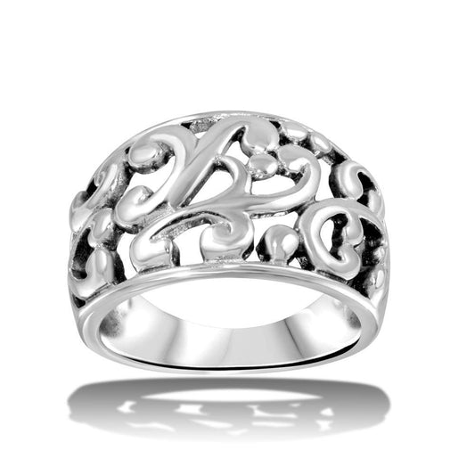 Silver 925 High Polished Old-Fashioned Dome Ring - CR00714 | Silver Palace Inc.