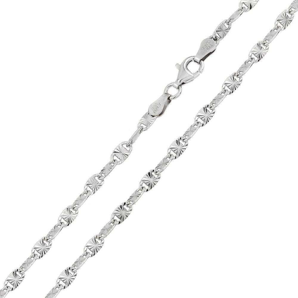 Silver 925 Rhodium Plated Star Diamond Cut Confetti 065 Chain 3.3mm - CH122 RH | Silver Palace Inc.