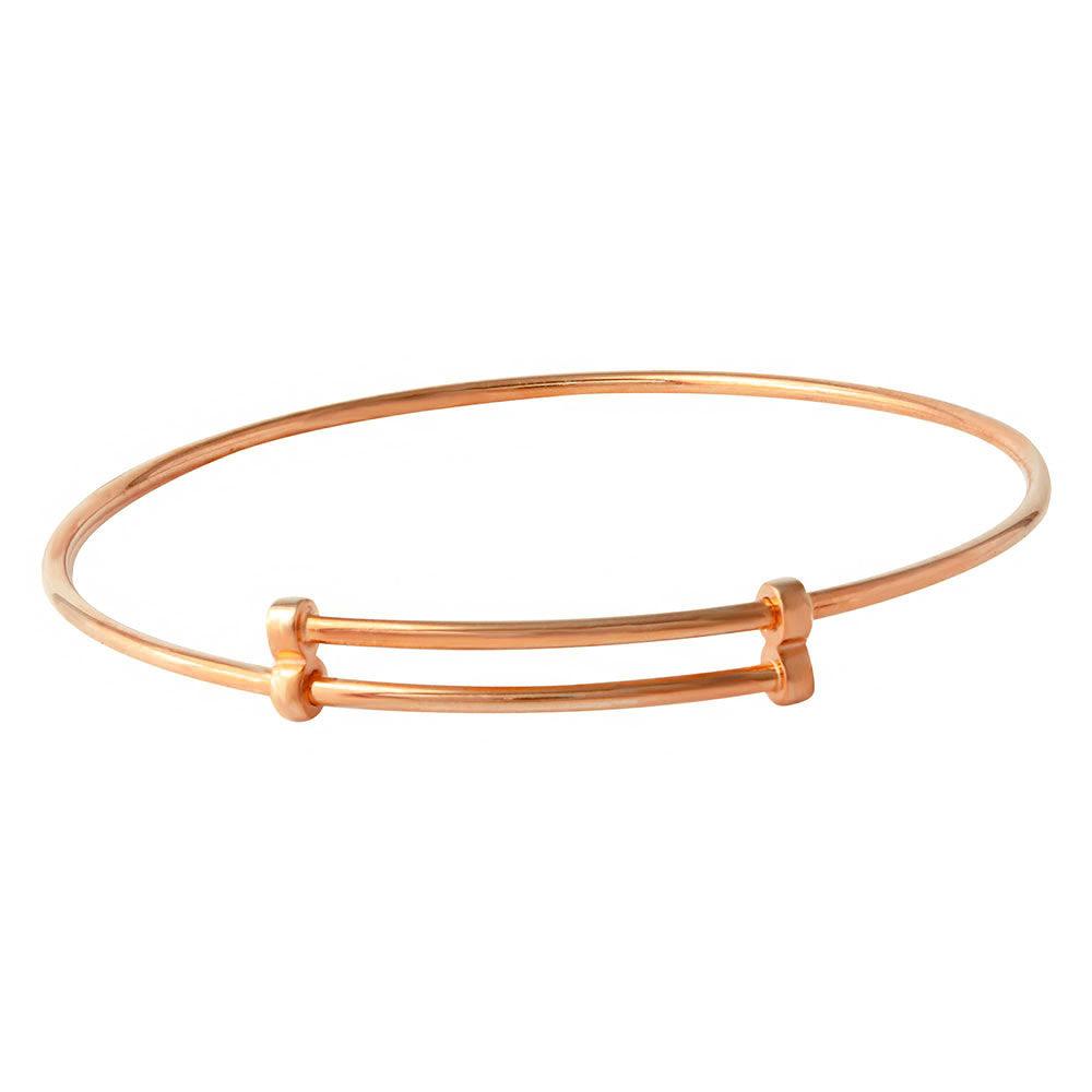 Silver 925 Rose Gold Plated Adjustable Bangle Bracelet - DIB00003RGP | Silver Palace Inc.