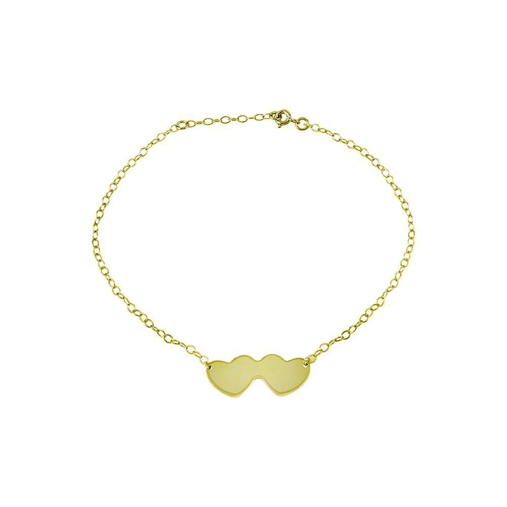 Silver 925 Gold Plated Double Heart Anklets - DIA00002GP | Silver Palace Inc.