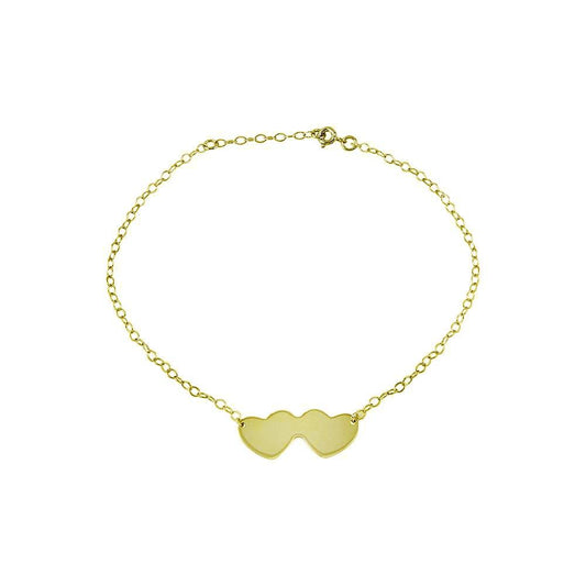 Silver 925 Gold Plated Double Heart Anklets - DIA00002GP | Silver Palace Inc.