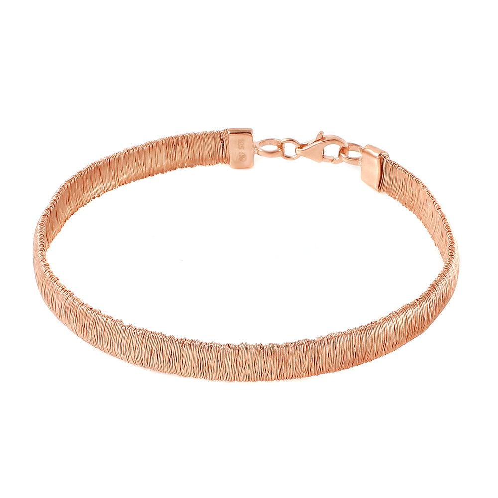 Silver 925 Rose Gold Plated Wheat Thin Italian Bracelet - DIB00001RGP | Silver Palace Inc.