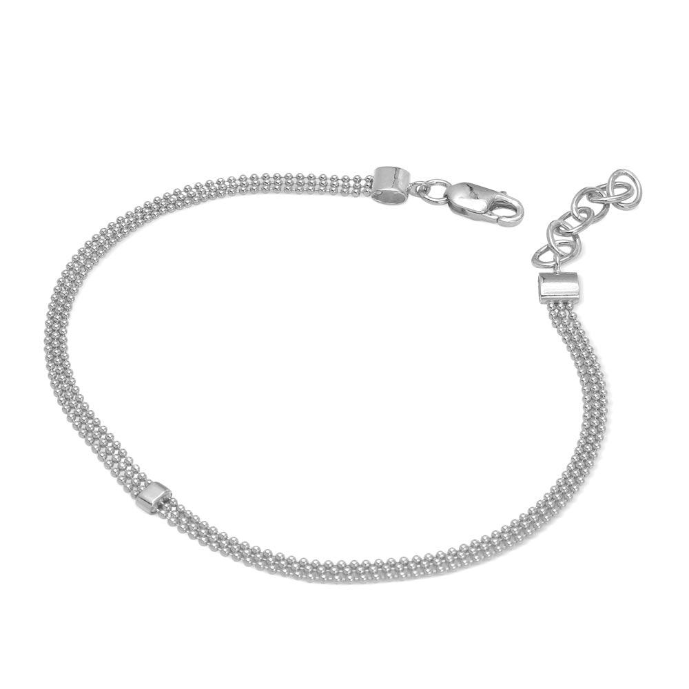 Silver 925 Rhodium Plated Connecting Trio Bead Bracelet - DIB00014RH | Silver Palace Inc.