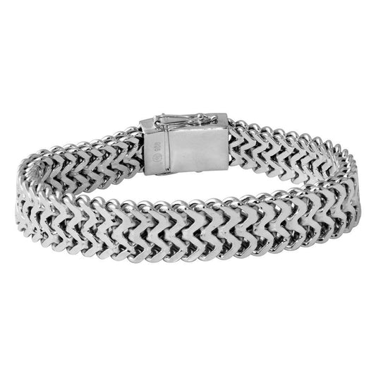 Silver 925 Rhodium Plated Men's ZigZag Bracelet - CDIB00017RH | Silver Palace Inc.