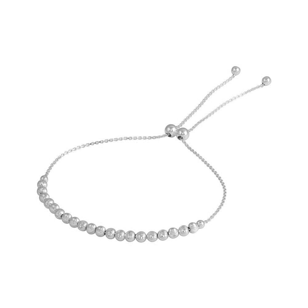 Silver 925 Rhodium Plated DC Beaded Lariat Bracelet - DIB00024RH | Silver Palace Inc.