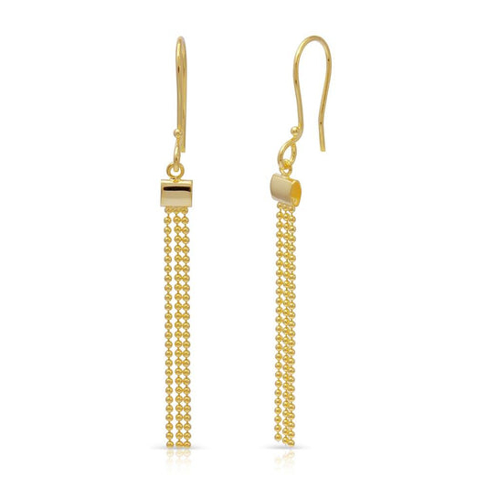 Silver 925 Gold Plated Dangling Tassel Earrings - DIE00015GP | Silver Palace Inc.