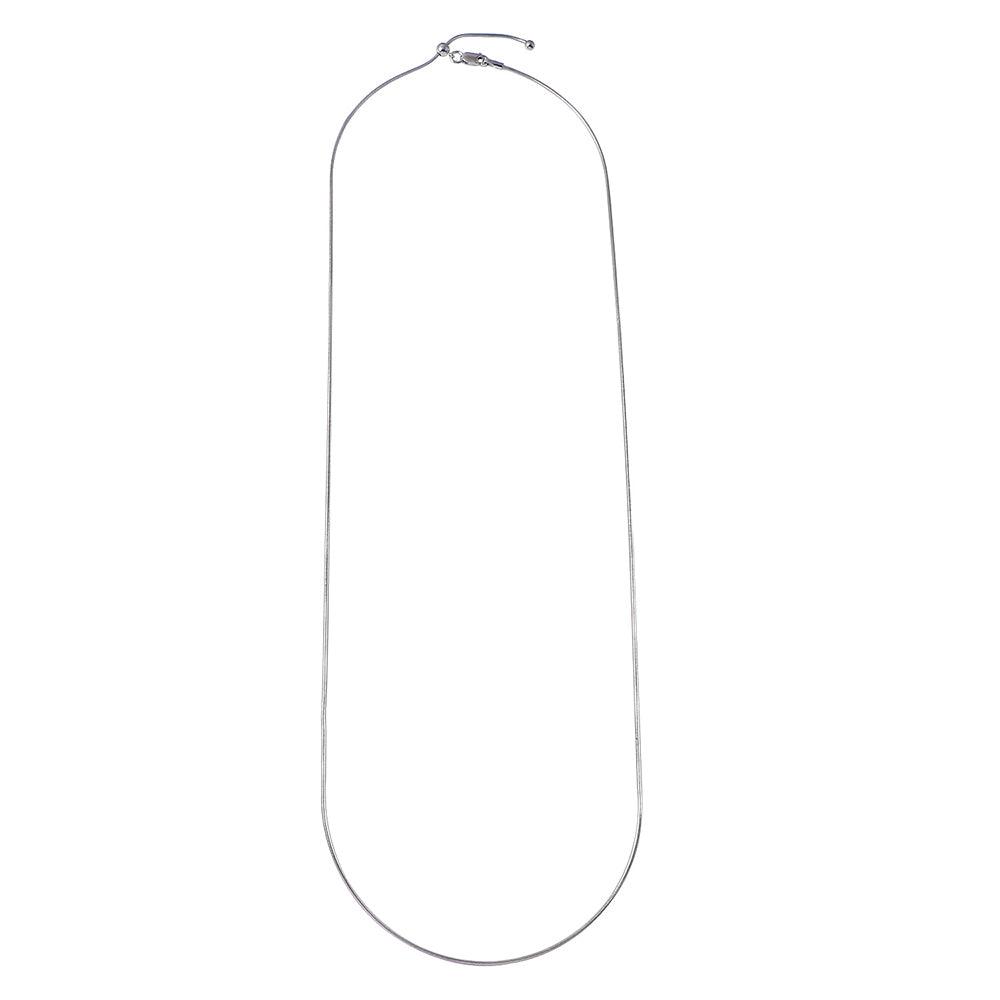Silver 925 Rhodium Plated Round Snake Slider Adjustable Chain Necklace - DIN00012RH | Silver Palace Inc.