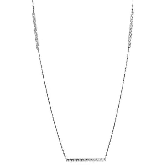 Silver 925 Rhodium Plated Diamond Cut Bars Necklace - DIN00019RH | Silver Palace Inc.