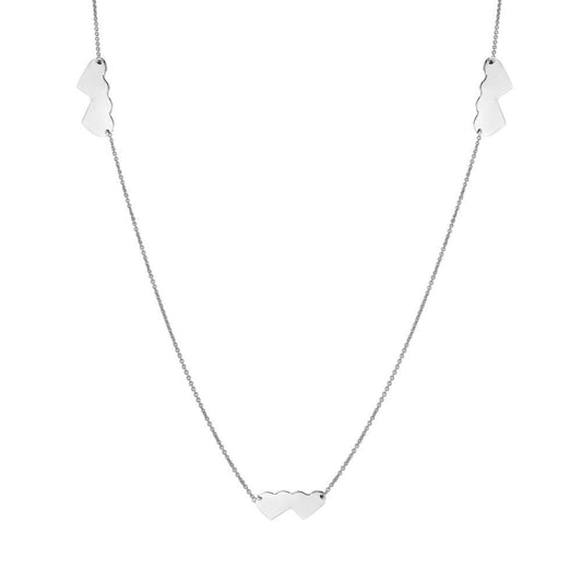 Silver 925 Rhodium Plated Double Heart Necklace - DIN00020RH | Silver Palace Inc.