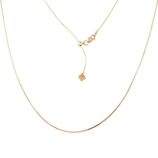 Silver 925 Gold Plated Adjustable Snake Square Slider Chain with Bead - DIN00027GP | Silver Palace Inc.