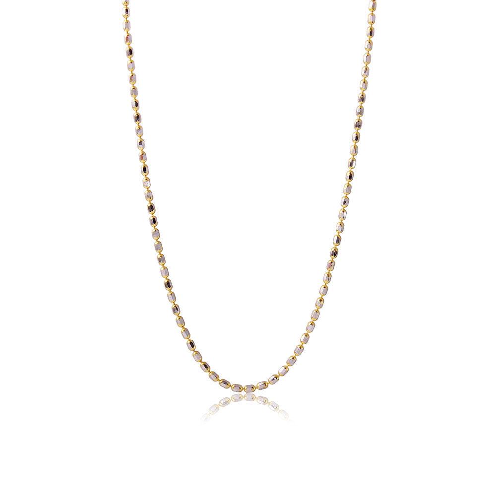 Silver 925 Gold Plated Diamond Cut Oval Bead Chain Link - DIN00036 | Silver Palace Inc.