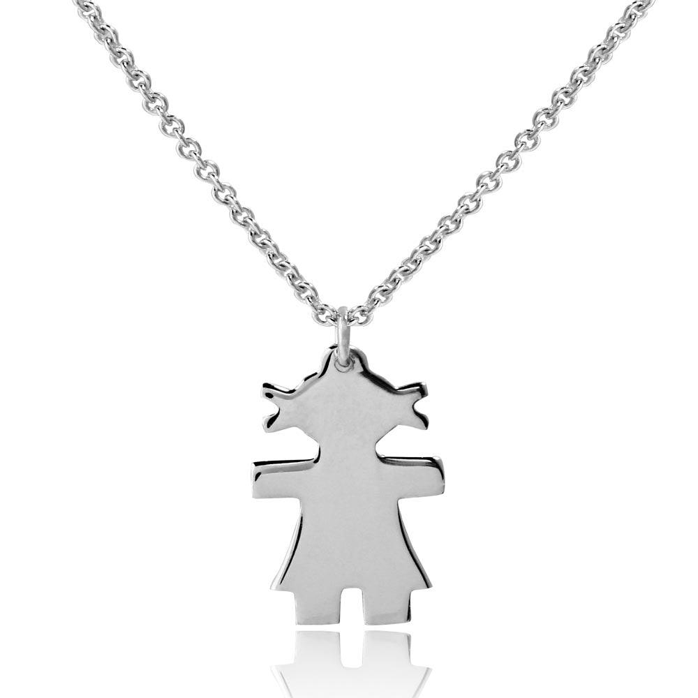 Silver 925 Rhodium Plated Baby Girl Necklace - DIN00063RH | Silver Palace Inc.