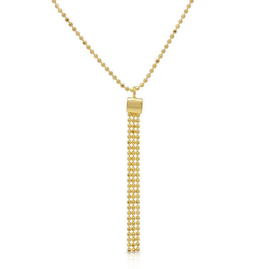 Silver 925 Gold Plated DC Bead Chain with Dangling Trio Pendant - DIN00067GP | Silver Palace Inc.