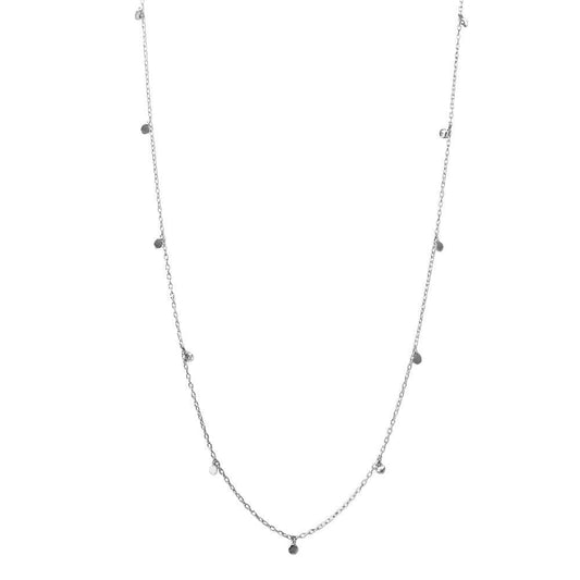Silver 925 Rhodium Plated Dangling Circle Confetti Long Necklace - DIN00084RH | Silver Palace Inc.