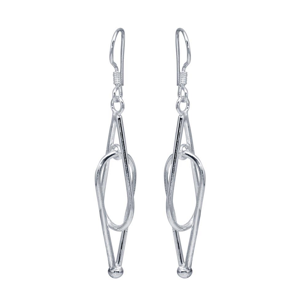 Silver 925 Rhodium Plated Two Teardrop Dangling Hook Earrings - DSE00010 | Silver Palace Inc.