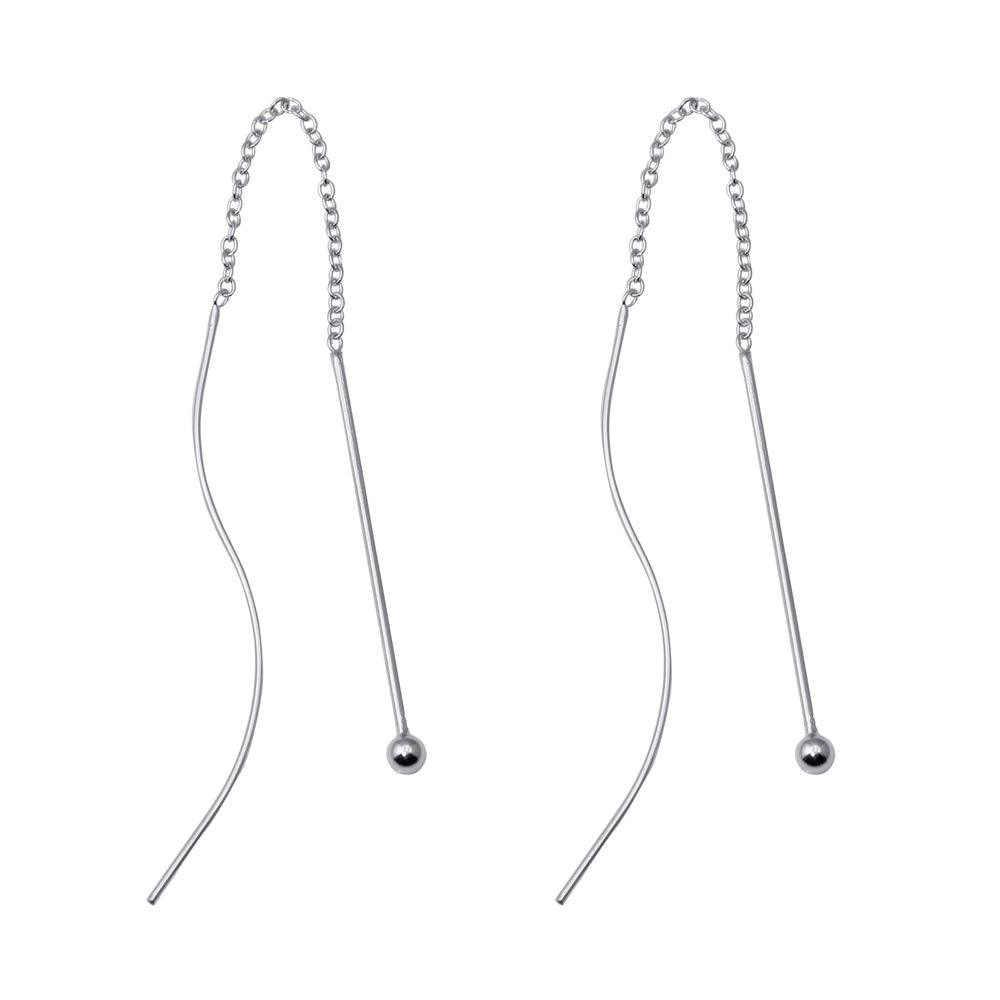 Silver 925 Rhodium Plated Dangling Hook Earrings - DSE00052 | Silver Palace Inc.